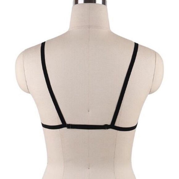 Black Harness Adjustable Strappy Bra Style# L - Picture 3 of 4